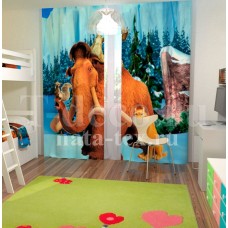 Фотошторы для детской комнаты с эффектом объемного рисунка 3D Ледниковый период 155*270см